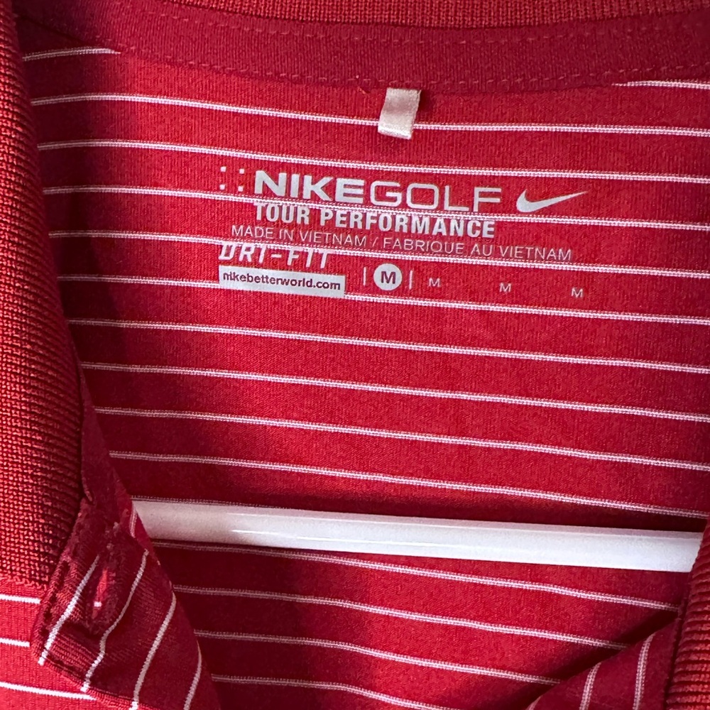 Nike Red and White Fitted Polo Button Down - Picture 3 of 4